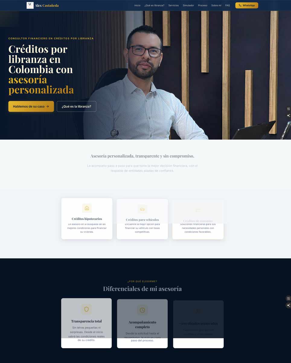 Alex Castañeda Libranzas — marca personal para asesor financiero por Cloud Design